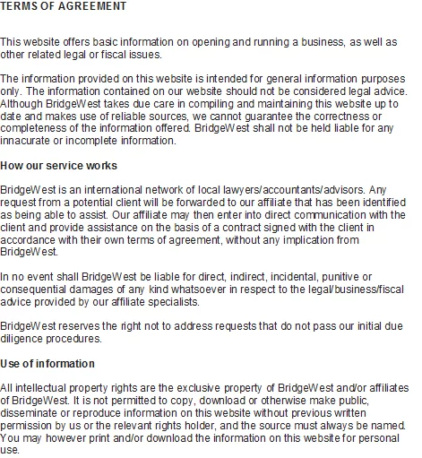 Terms for using the website www.companyformationspain.com.